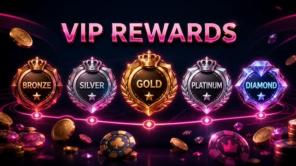 Five VIP tier badges bronze to diamond